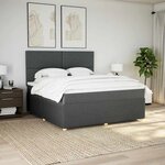 vidaXL Sommier à lattes de lit avec matelas Gris foncé 180x200cm Tissu