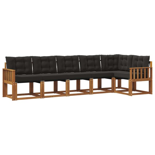 vidaXL Ensemble de canapés d'extérieur 6 pc Naturel et Noir
