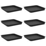 vidaXL Plateau carré à fleurs 6 Pièces Noir 21 x 21 x 2 cm Plastique