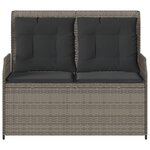 vidaXL Banc inclinable de jardin avec coussins gris résine tressée
