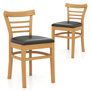 Lot de 2 chaises de salle à manger 41 5 x 48 x 78 5 cm confort rembourré dossier incurvé style moderne en bois de caoutchouc naturel 20_0012431