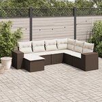 vidaXL Salon de jardin avec coussins 7 Pièces marron résine tressée