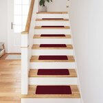 vidaXL Marches d'escalier 15 Pièces Bordeaux 60 x 25 cm Polypropylène