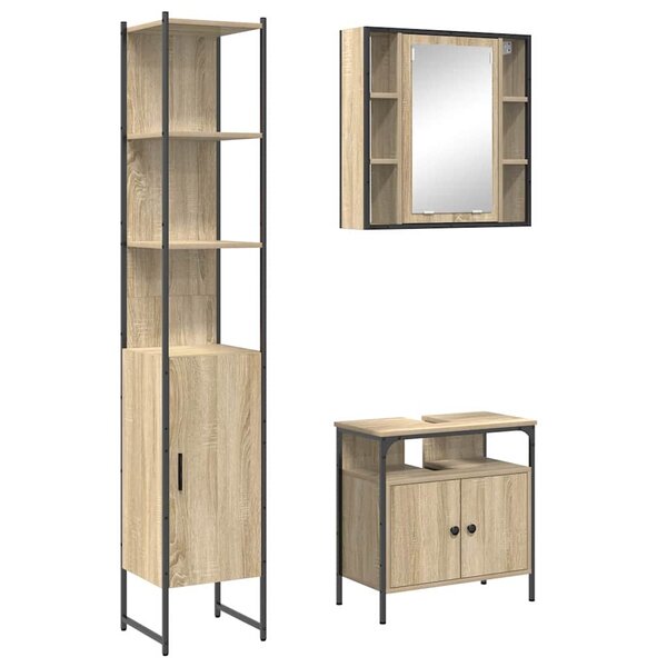 vidaXL Ensemble de mobilier de salle de bain 3 Pièces Chêne sonoma