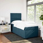 vidaXL Sommier à lattes de lit avec matelas bleu 90x190 cm velours
