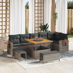 vidaXL Ensemble de canapé de jardin 9 Pièces Gris polyrotin