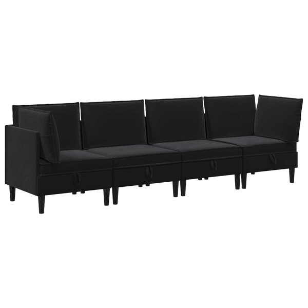 vidaXL Ensemble de meubles pour le salon 4 pc Noir Velours