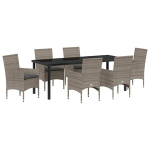 vidaXL Ensemble de salle à manger pour jardin 7 Pièces Gris polyrotin