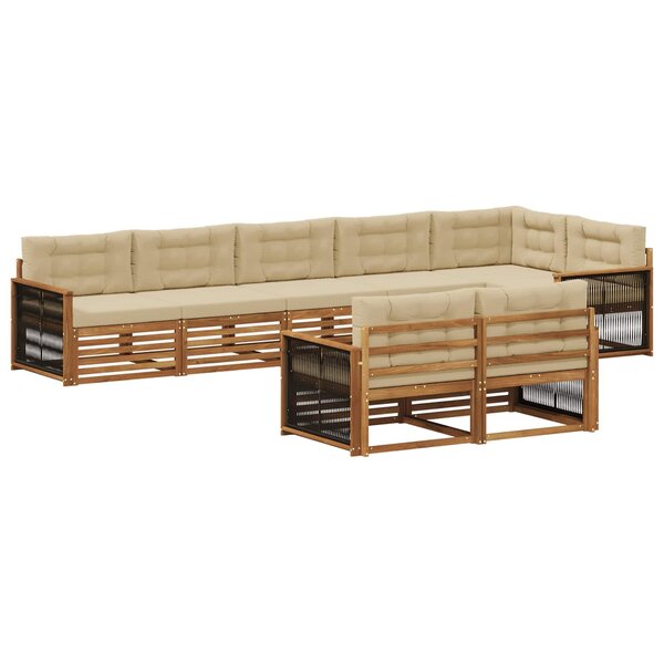 vidaXL Ensemble de canapés d'extérieur 8 pc Naturel et Beige