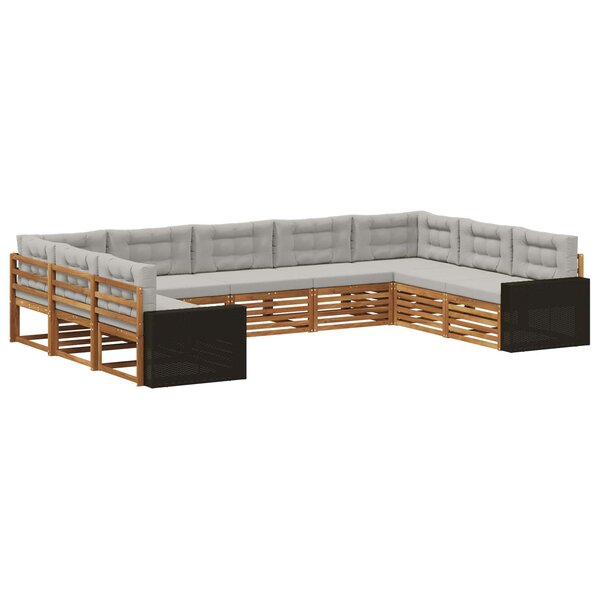 vidaXL Ensemble de canapés d'extérieur 9 Pièces Naturel et gris clair