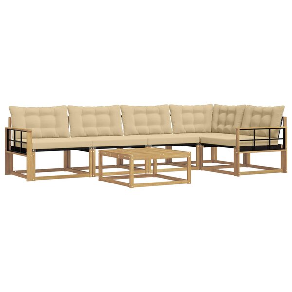 vidaXL Ensemble de canapés d'extérieur 6 pc Blanc et Beige
