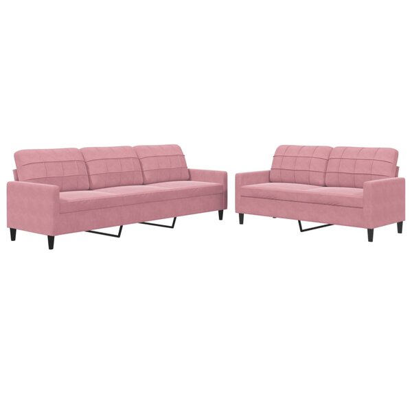 vidaXL Ensemble de canapés 2 Pièces avec coussins Rose Velours