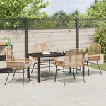 vidaXL Ensemble de salle à manger de jardin 5 pièces avec coussins Marron Rattan Poly