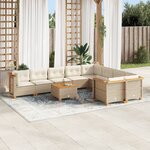 vidaXL Salon de jardin avec coussins 10 Pièces beige résine tressée