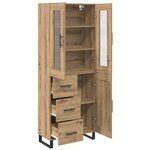vidaXL Haut Armoire 2 Pièces Chêne artisanal Bois Aggloméré et Verre