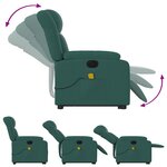 vidaXL Fauteuil inclinable de massage électrique Vert foncé Tissu
