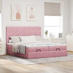vidaXL Cadre de lit ottoman avec matelas rose 180x200 cm velours