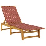 vidaXL Chaises longues avec table rouge bois d'acacia solide et tissu