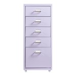 Caisson de bureau armoire meuble de rangement à roulettes avec 5 tiroirs 69 x 28 x 41 cm violet 03_0009110