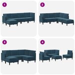 vidaXL Ensemble de meubles pour le salon 5 Pièces Bleu Velours