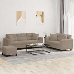 vidaXL Ensemble de canapés 3 Pièces avec coussins Taupe Tissu microfibre
