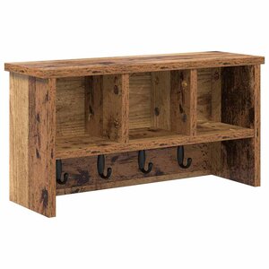 vidaXL Porte-manteau mural avec étagère Bois ancien 50 x 16 x 26 cm