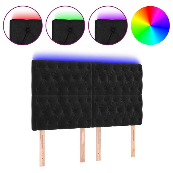 vidaXL Tête de lit à LED Noir 160x7x118/128 cm Velours