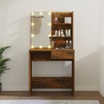 vidaXL Coiffeuse avec LED Chêne fumé 74 5x40x141 cm