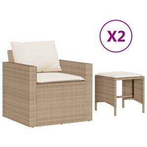vidaXL Salon de jardin avec coussins 4 Pièces beige résine tressée
