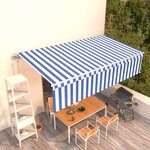 vidaXL Auvent automatique rétractable avec store 6x3 m Bleu et blanc
