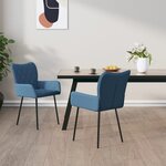 vidaXL Chaises à manger lot de 2 bleu tissu