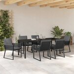 vidaXL Ensemble de salle à manger pour jardin 7 Pièces Noir Poly rotin
