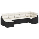 vidaXL Ensemble de salle à manger pour jardin 7 Pièces Noir et Crème