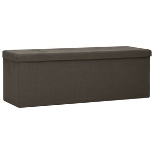 Banc banquette de rangement pliable 110 x 38 x 38 cm lin synthétique marron foncé 02_0010897