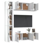 vidaXL Ensemble de meubles TV 7 Pièces Blanc Bois d'ingénierie