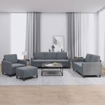 vidaXL Ensemble de canapés 4 Pièces gris foncé velours