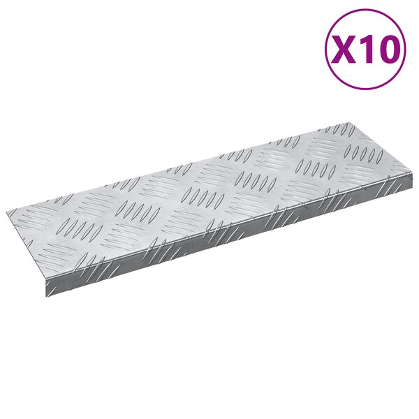 vidaXL Marches d'Escalier en Alu 10 Pièces Antidérapantes 60x18 cm