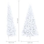 vidaXL Demi-arbre de Noël artificiel pré-éclairé et boules blanc 240cm