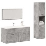 vidaXL Ensemble de meubles de salle de bain 3 Pièces gris béton