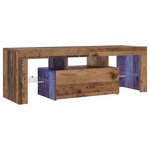 vidaXL Meuble TV avec lumières LED vieux bois bois d'ingénierie