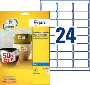 240 étiquettes ultra-résistantes - 63,5 x 33,9mm - jet d'encre - j4773-10