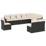 vidaXL Salon de jardin 10 Pièces avec coussins noir résine tressée