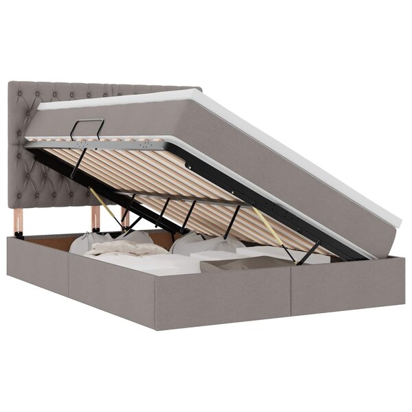 vidaXL Lit avec rangement et matelas Taupe 140 x 200 cm Polyester