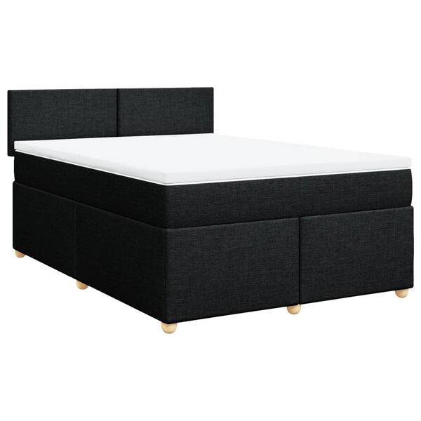 vidaXL Sommier à lattes de lit avec matelas Noir 140x190 cm Tissu