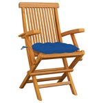 vidaXL Chaises de jardin avec coussins bleu lot de 6 Bois teck massif