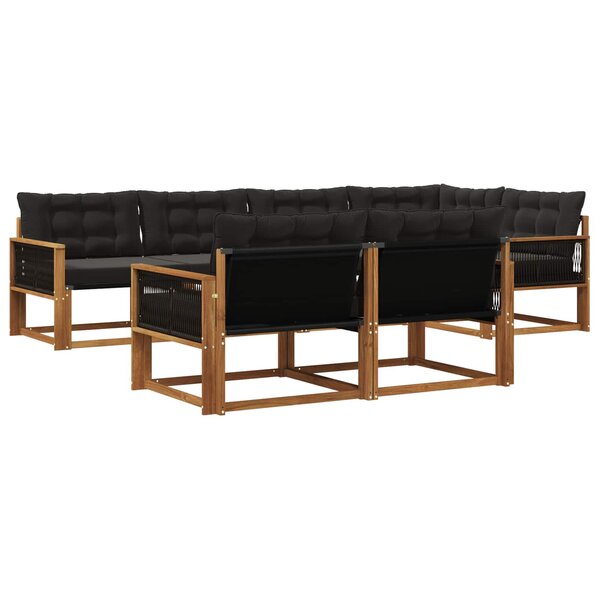 vidaXL Ensemble de canapés d'extérieur 7 pc Naturel et noir
