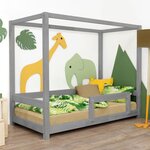Lit cabane enfant BUNKY 80 x 180 gris