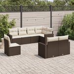 vidaXL Salon de jardin 8 Pièces avec coussins marron résine tressée