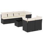 vidaXL Salon de jardin 8 Pièces avec coussins noir résine tressée
