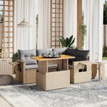 vidaXL Salon de jardin avec coussins 5 Pièces beige résine tressée